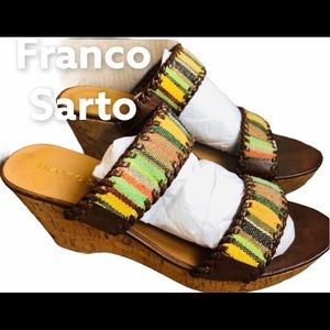Franco Sarto Cork Wedge Platform Sandals Boho 10